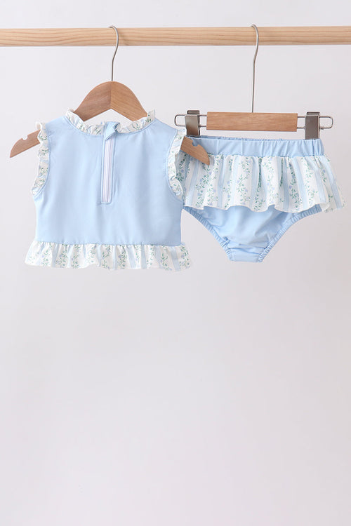 BLUE CHARACTER APPLIQUE RUFFLE SWIMSUIT