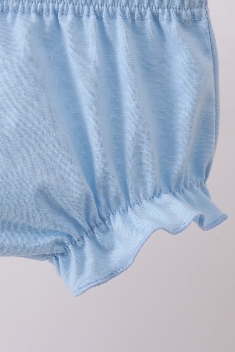 BLUE BOW RIBBON PRINT BLOOMER SET
