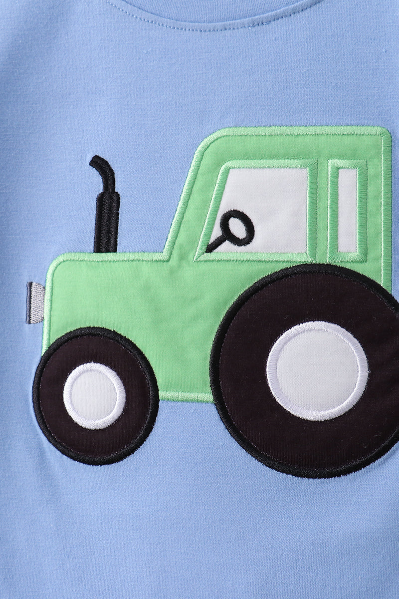 BOYS - BLUE TRACTOR APPLIQUE SEERSUCKER SET