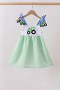 BLUE TRACTOR APPLIQUE SEERSUCKER DRESS