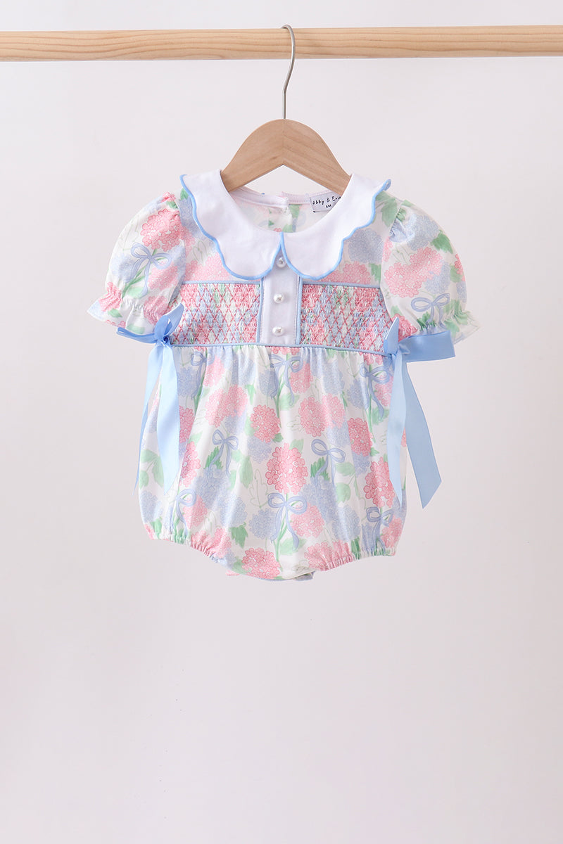 BLUE HYDRANGEA SMOCKED BUBBLE