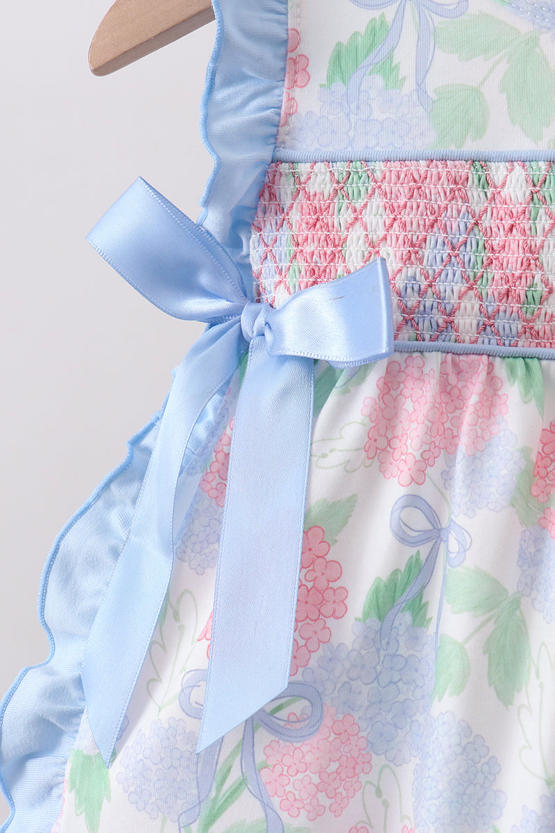 BLUE HYDRANGEA SMOCKED - DIAPER SET
