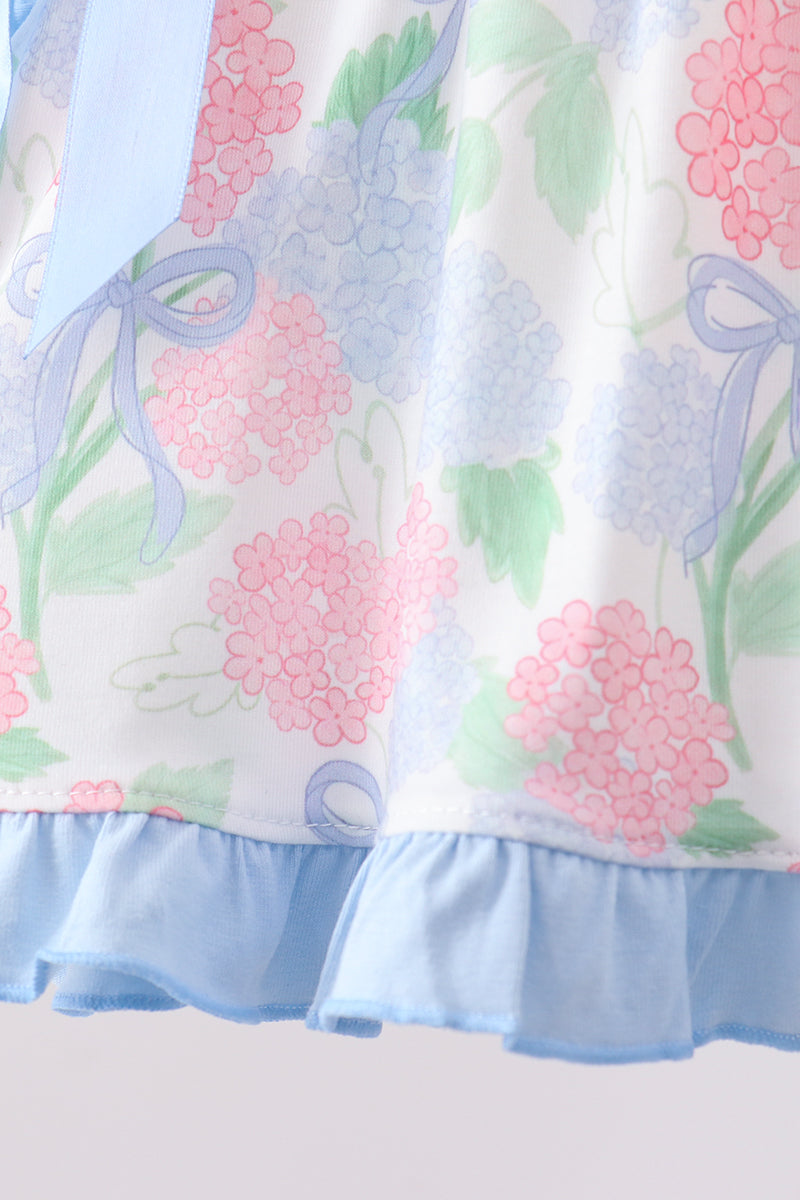 BLUE HYDRANGEA SMOCKED - DIAPER SET