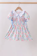 BLUE HYDRANGEA SMOCKED PEARL DRESS