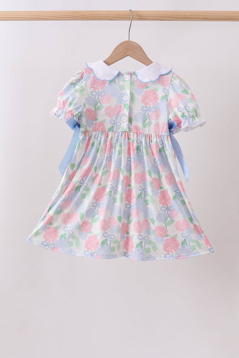 BLUE HYDRANGEA SMOCKED PEARL DRESS