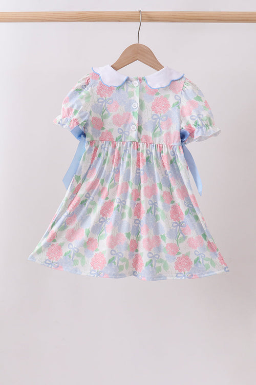 BLUE HYDRANGEA SMOCKED PEARL DRESS