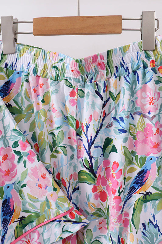 Pink Floral Bamboo Pajamas Women Set