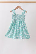 SAGE FLORAL SMOCKED DRESS