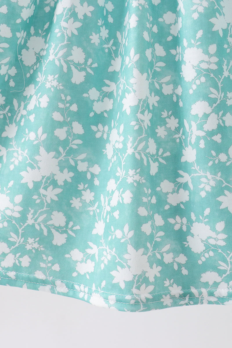SAGE FLORAL SMOCKED DRESS