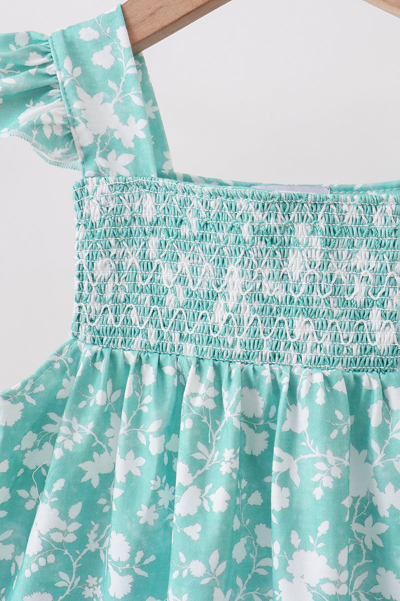 SAGE FLORAL SMOCKED SET