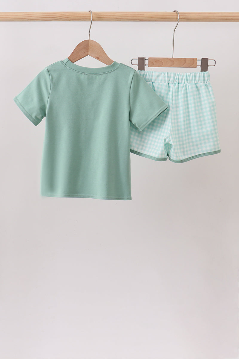 BOYS - SAGE PLAID SET