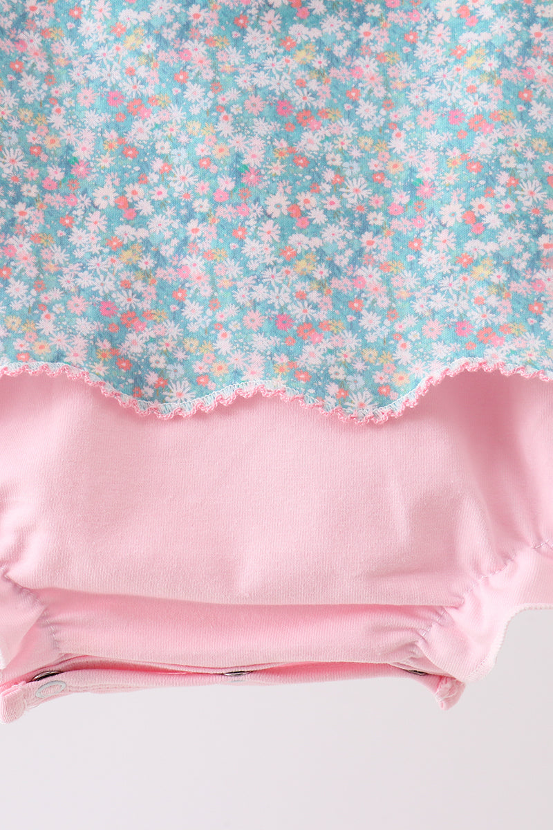 GREEN BEAR FLORAL APPLIQUE BLOOMER SET
