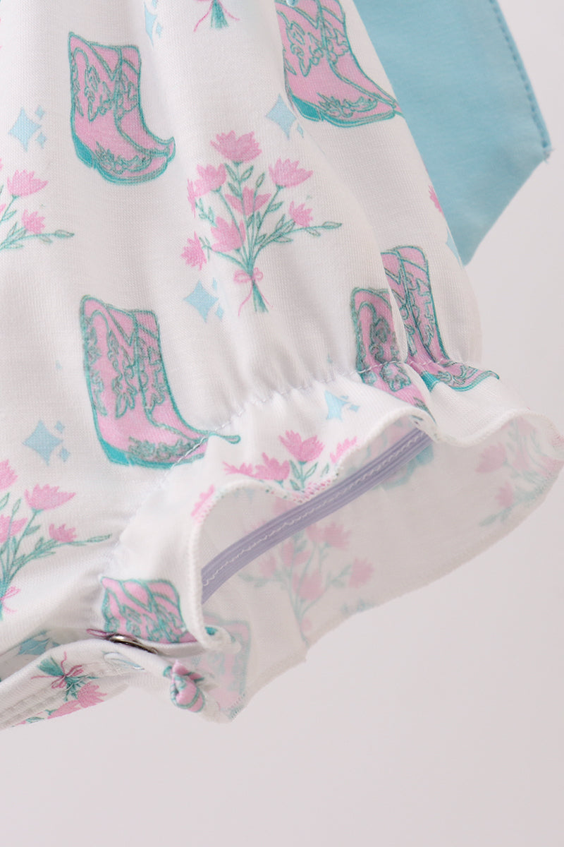 BLUE BOOTS RUFFLE BUBBLE