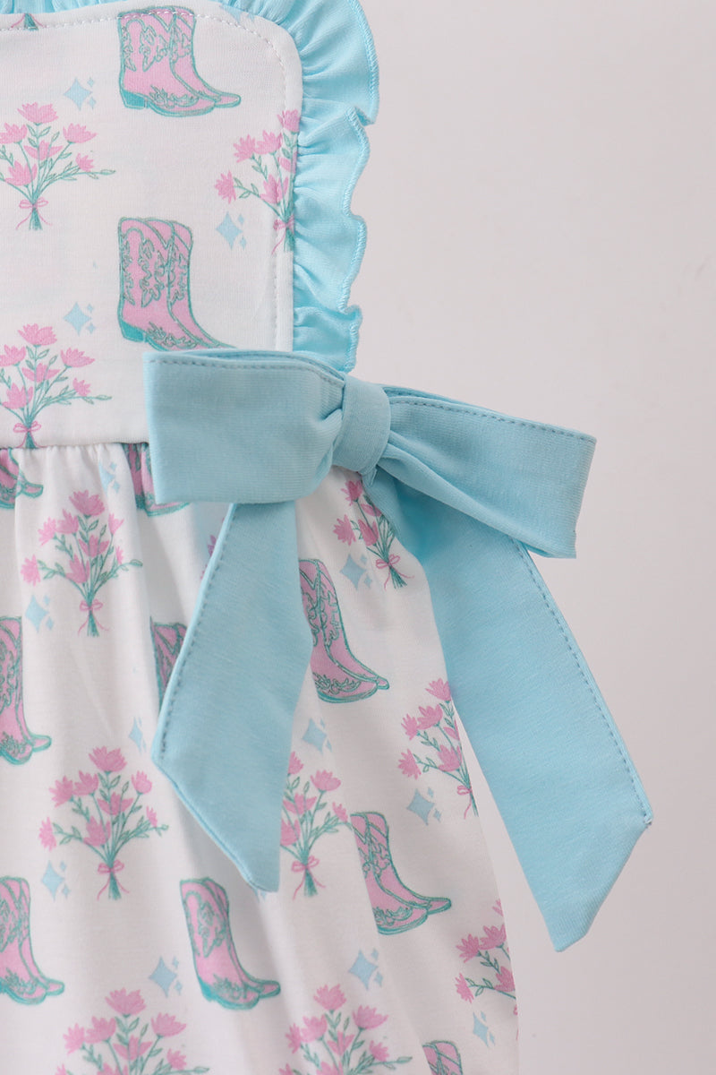 BLUE BOOTS RUFFLE BUBBLE