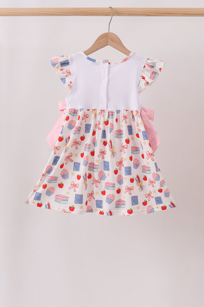 PINK APPLE EMBROIDERED DRESS
