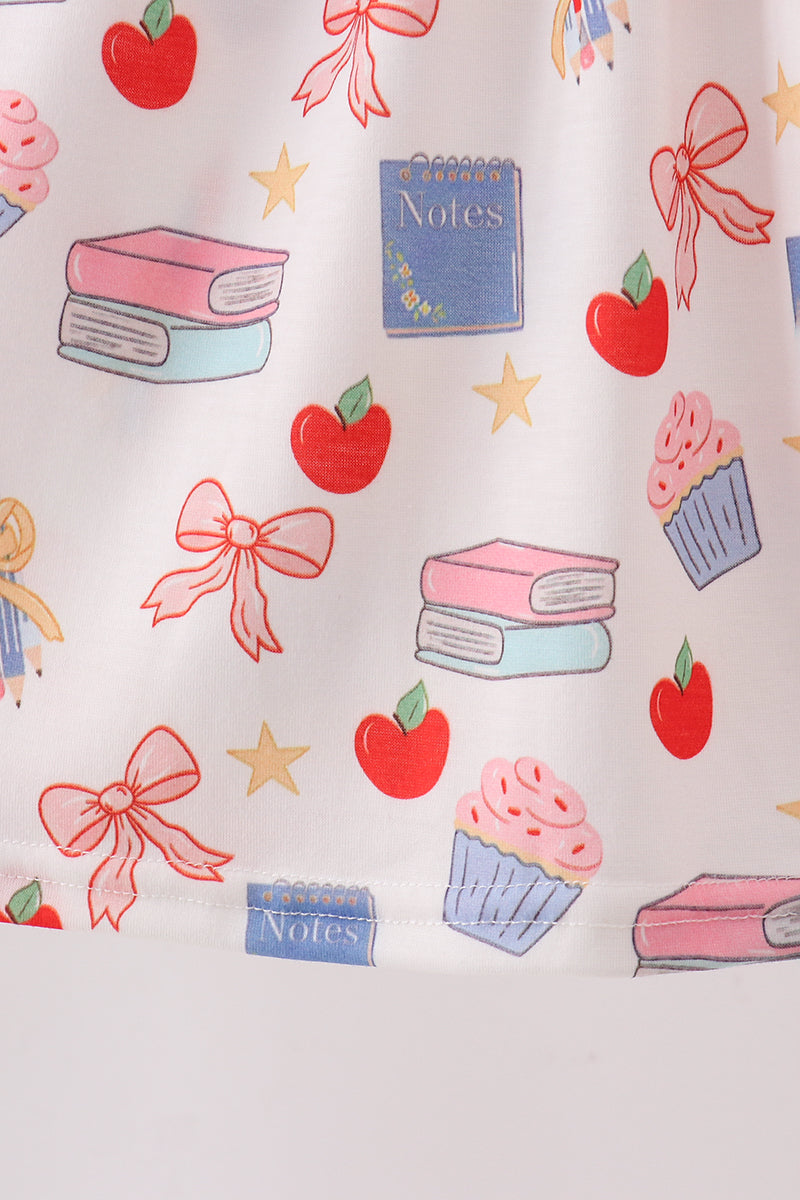 PINK APPLE EMBROIDERED DRESS