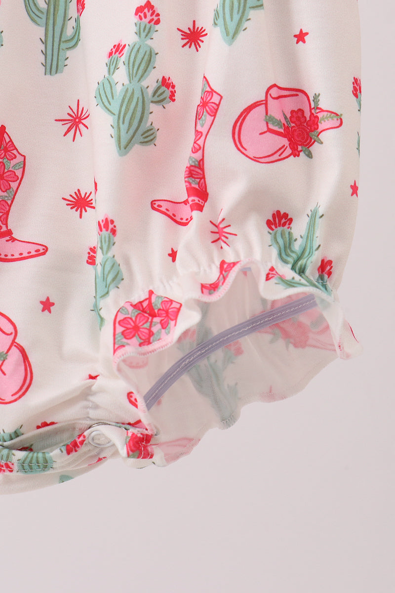 PINK BOOTS SMOCKED BUBBLE