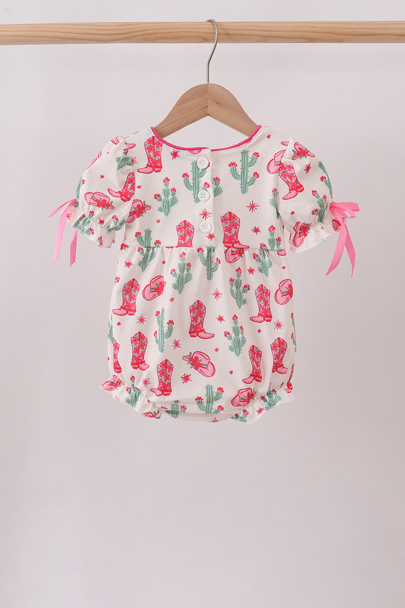 PINK BOOTS SMOCKED BUBBLE