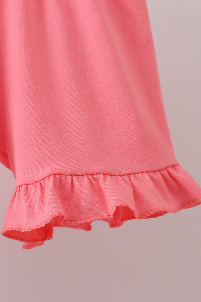 PINK FLORAL RUFFLE SHORTS SET