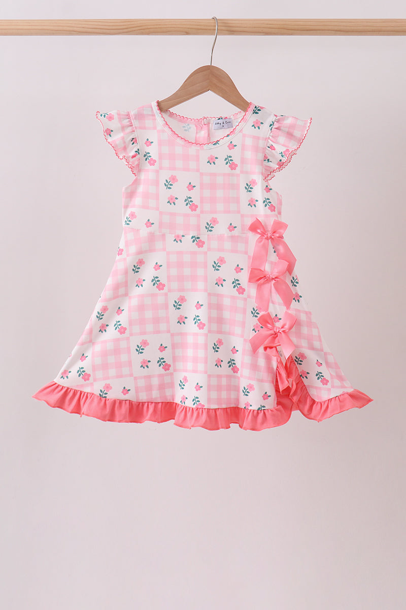 PINK FLORAL RUFFLE DRESS