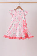 PINK FLORAL RUFFLE DRESS