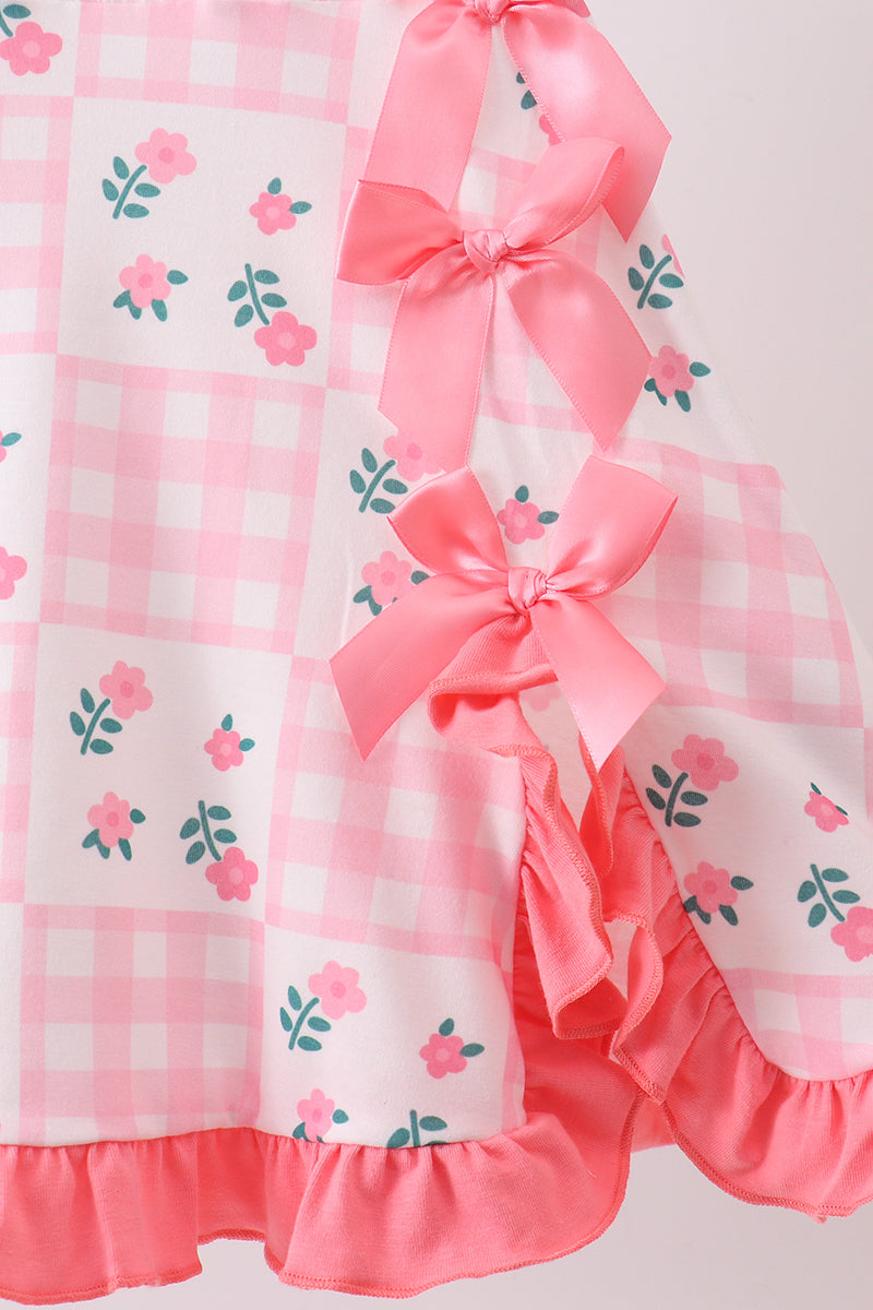 PINK FLORAL RUFFLE DRESS