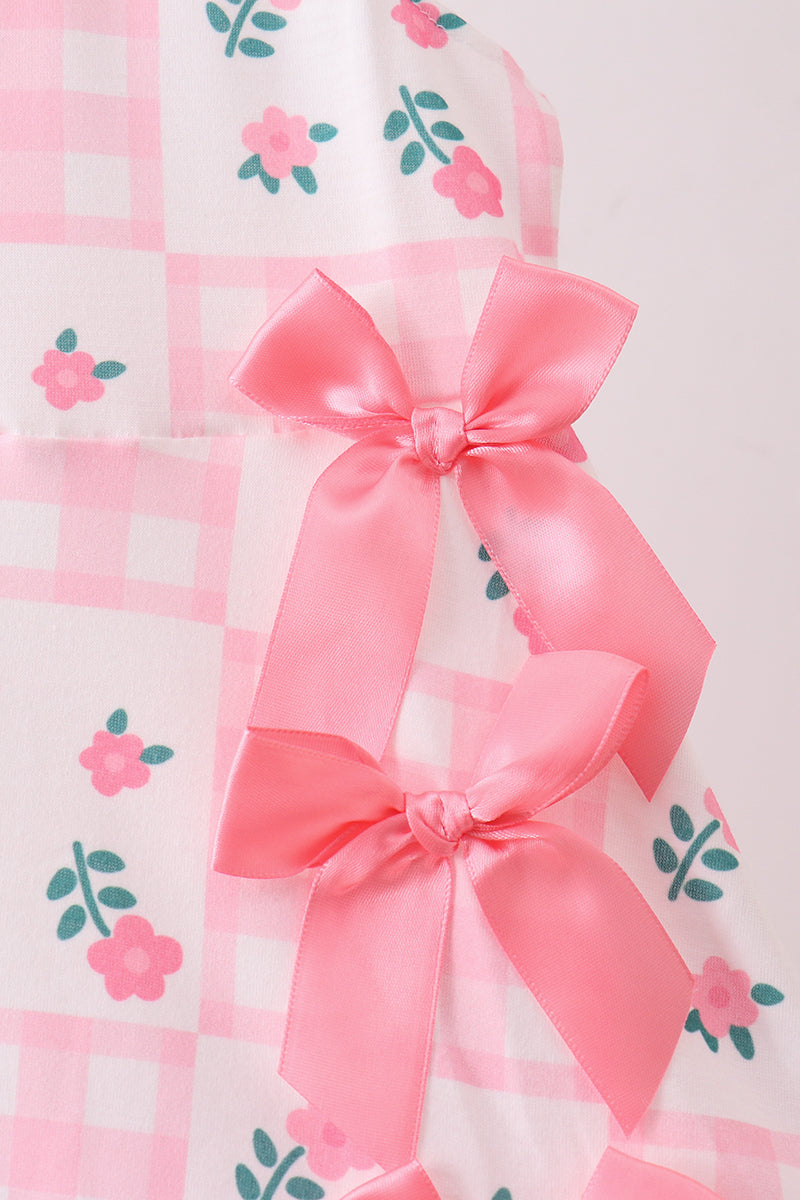 PINK FLORAL RUFFLE DRESS