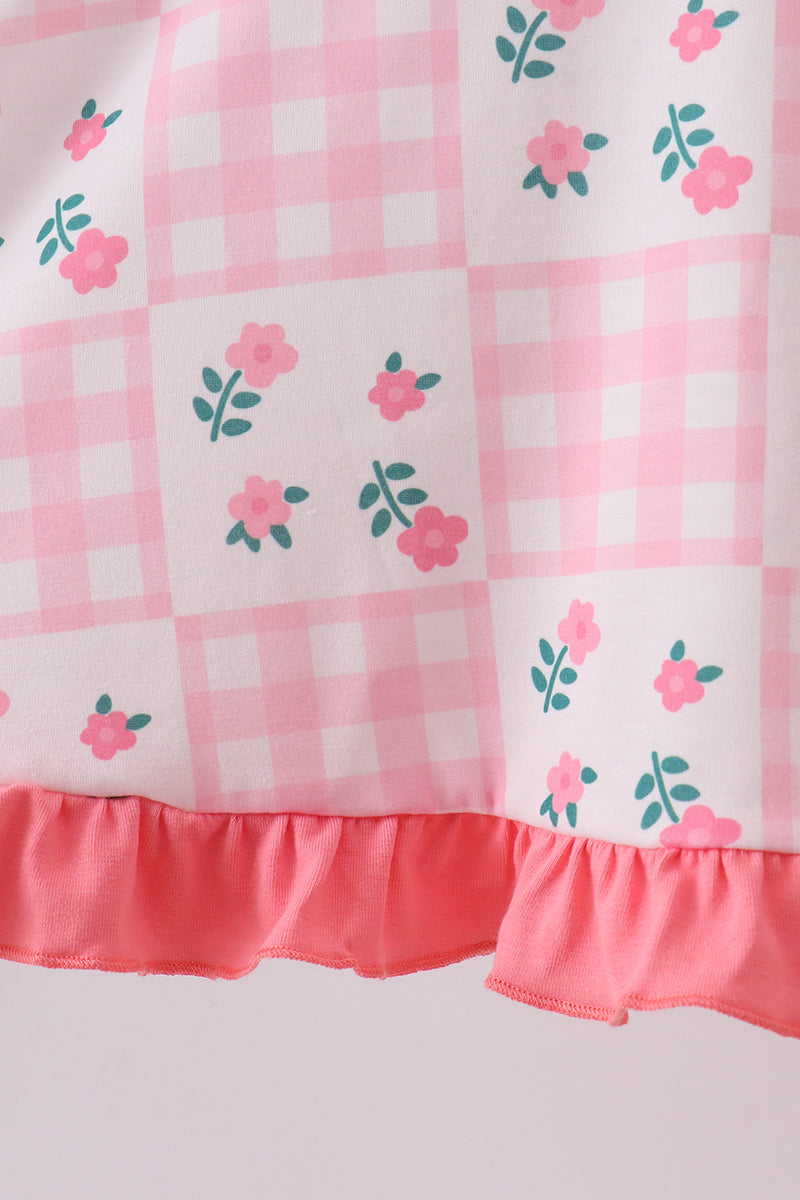 PINK FLORAL RUFFLE DRESS
