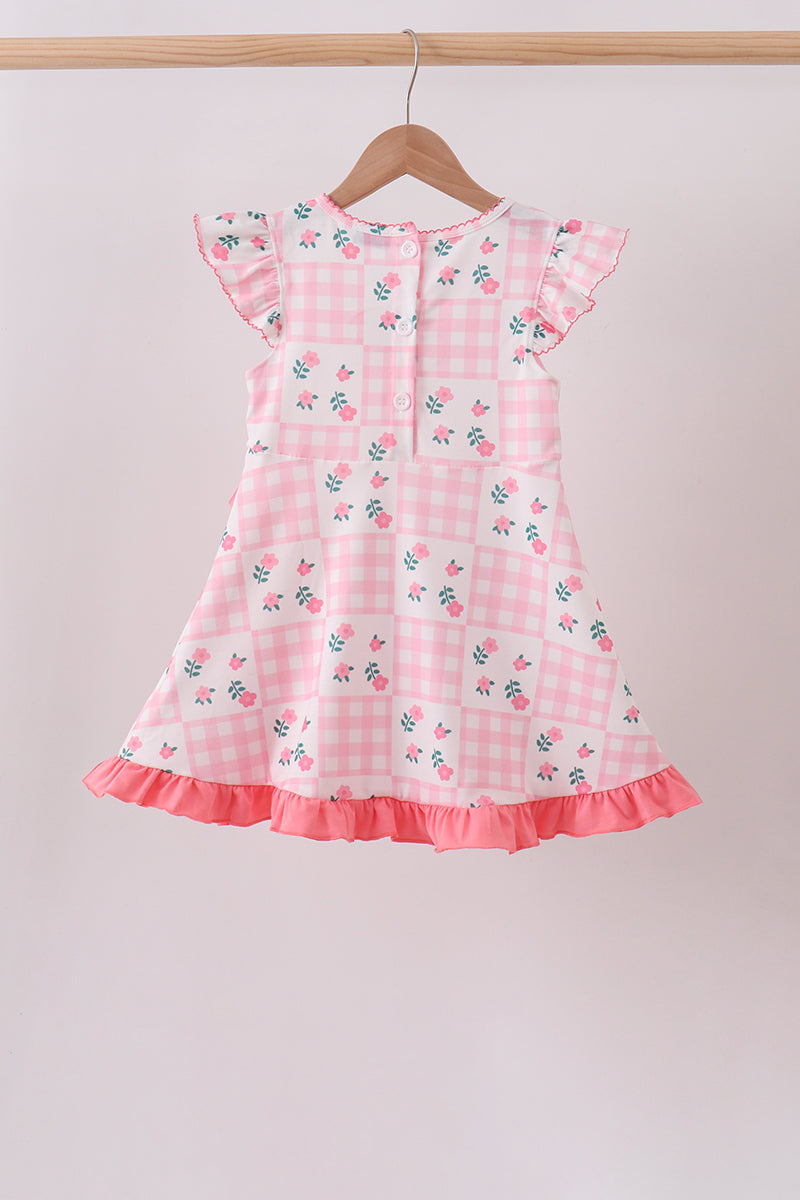 PINK FLORAL RUFFLE DRESS