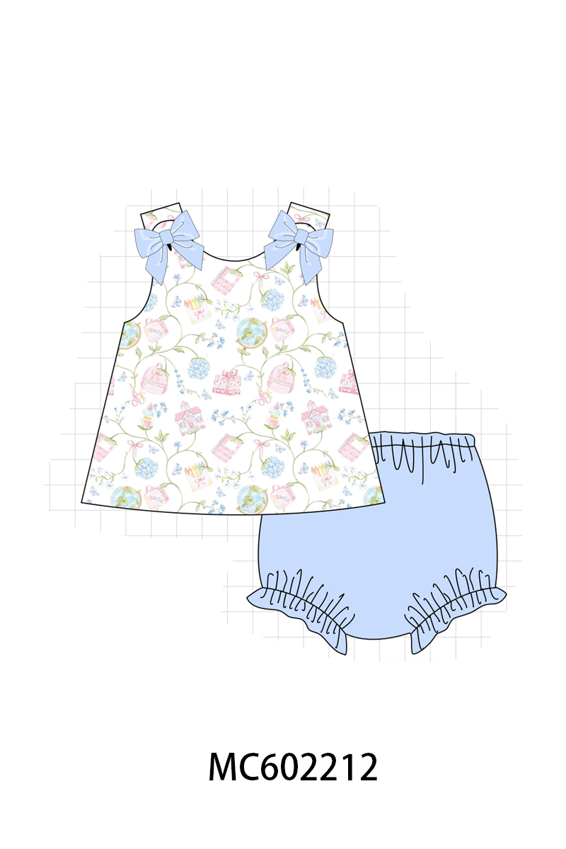 BLUE HYDRANGEA RUFFLE BLOOMER SET