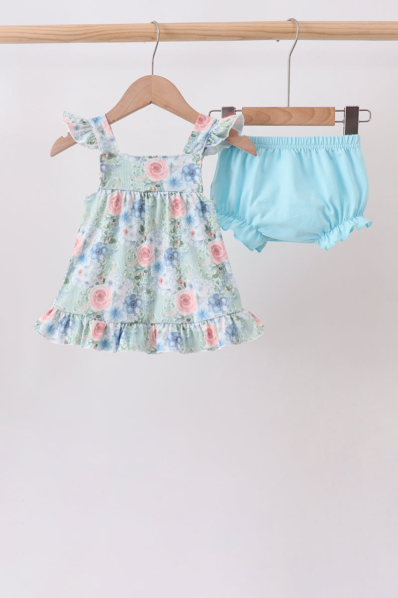 FLORAL SMOCKED BLOOMER SET