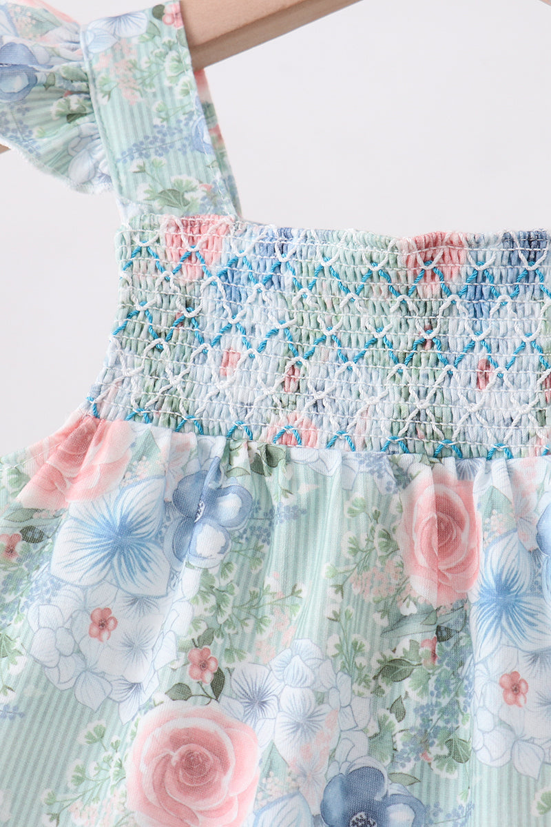 FLORAL SMOCKED BLOOMER SET