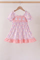 Purple Ghost Smocked Ruffle Dress