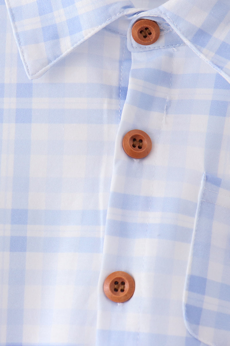 Blue Plaid Button Down Shirt