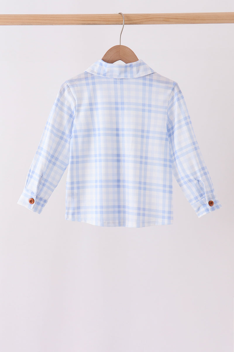 Blue Plaid Button Down Shirt
