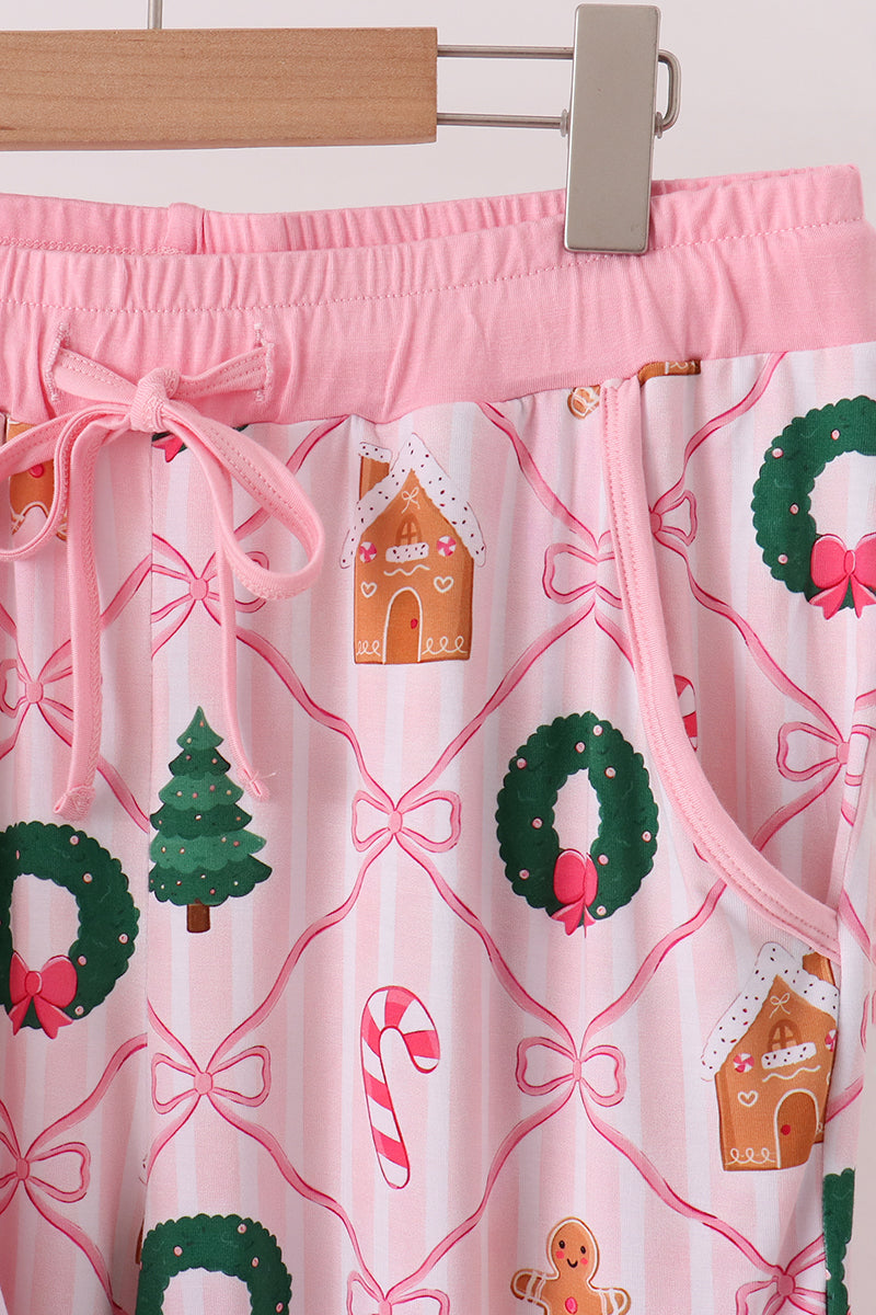 Pink Christmas Tree Bamboo Mom&me Pajama Set