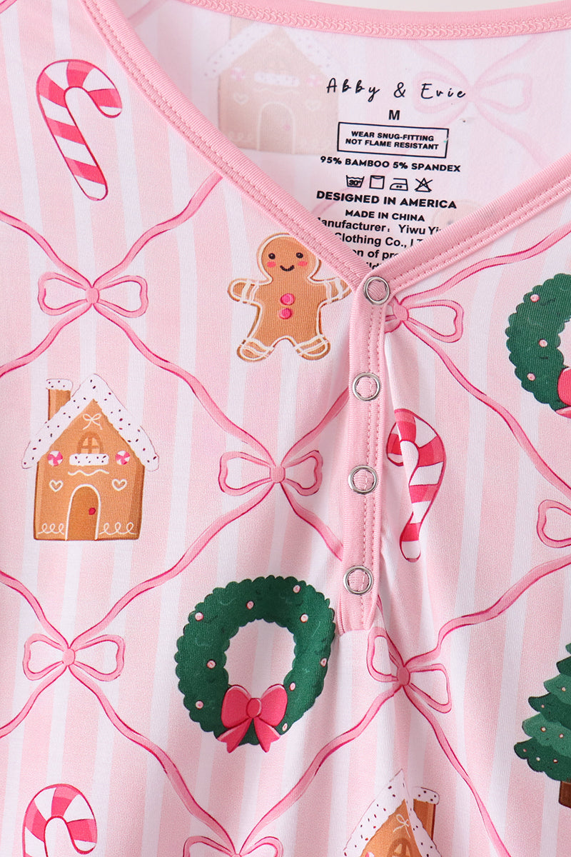 Pink Christmas Tree Bamboo Mom&me Pajama Set