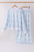 Blue floral print mom&me pants set