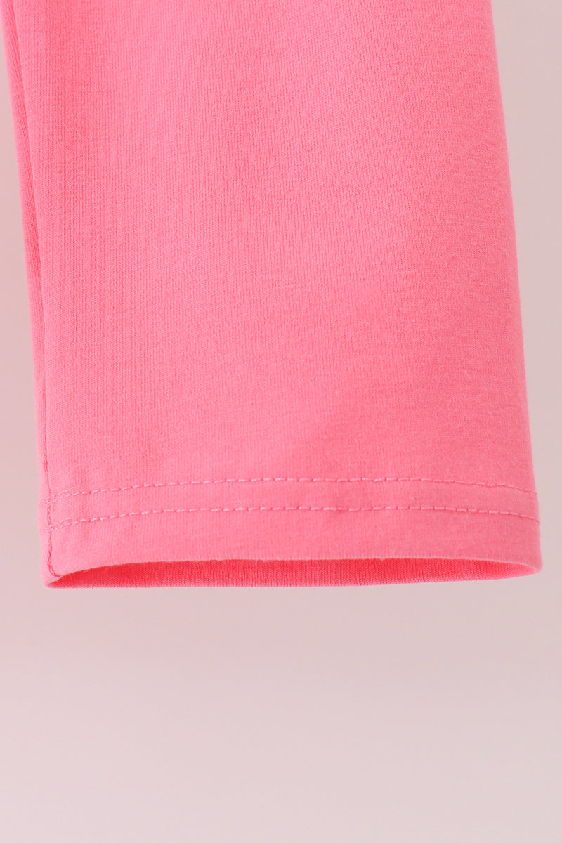 Pink Cowboy Santa Embroidery Ruffle Pants Set