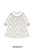 PO93 Pink holiday floral socks monogram embroidery collection - Dress