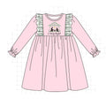 PO93 Pink&navy nativity embroidery ruffle gingham collection - Dress