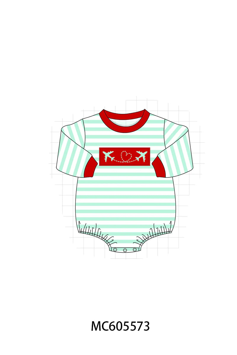 PO95 Blue stripe valentine's day airplane embroidery collection - Bubble