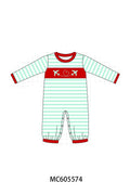 PO95 Blue stripe valentine's day airplane embroidery collection - Boy Romper