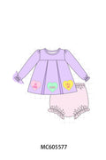 PO95 Purple valentine's day heart applique stripe collection - Bloomer Set