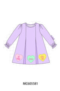 PO95 Purple valentine's day heart applique stripe collection - Dress