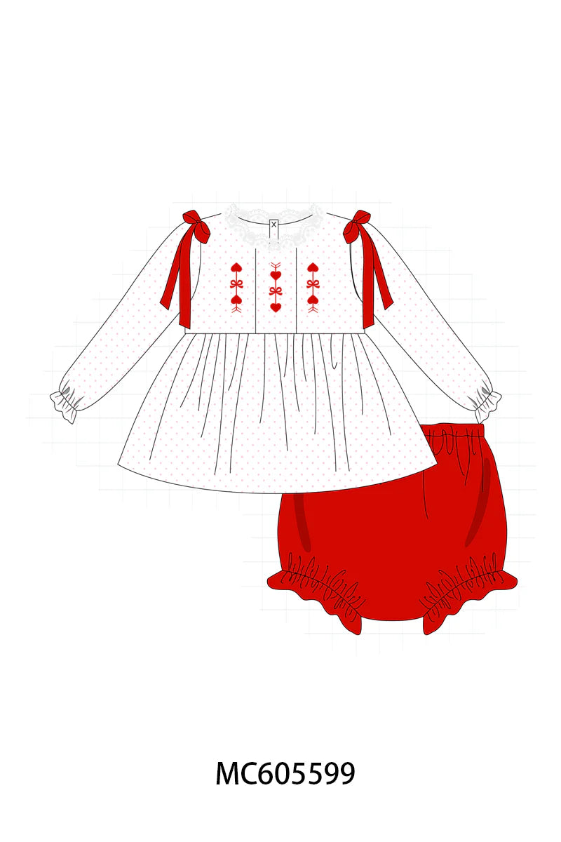 PO95 Red valentine's day heart dot collection - Bloomer Set