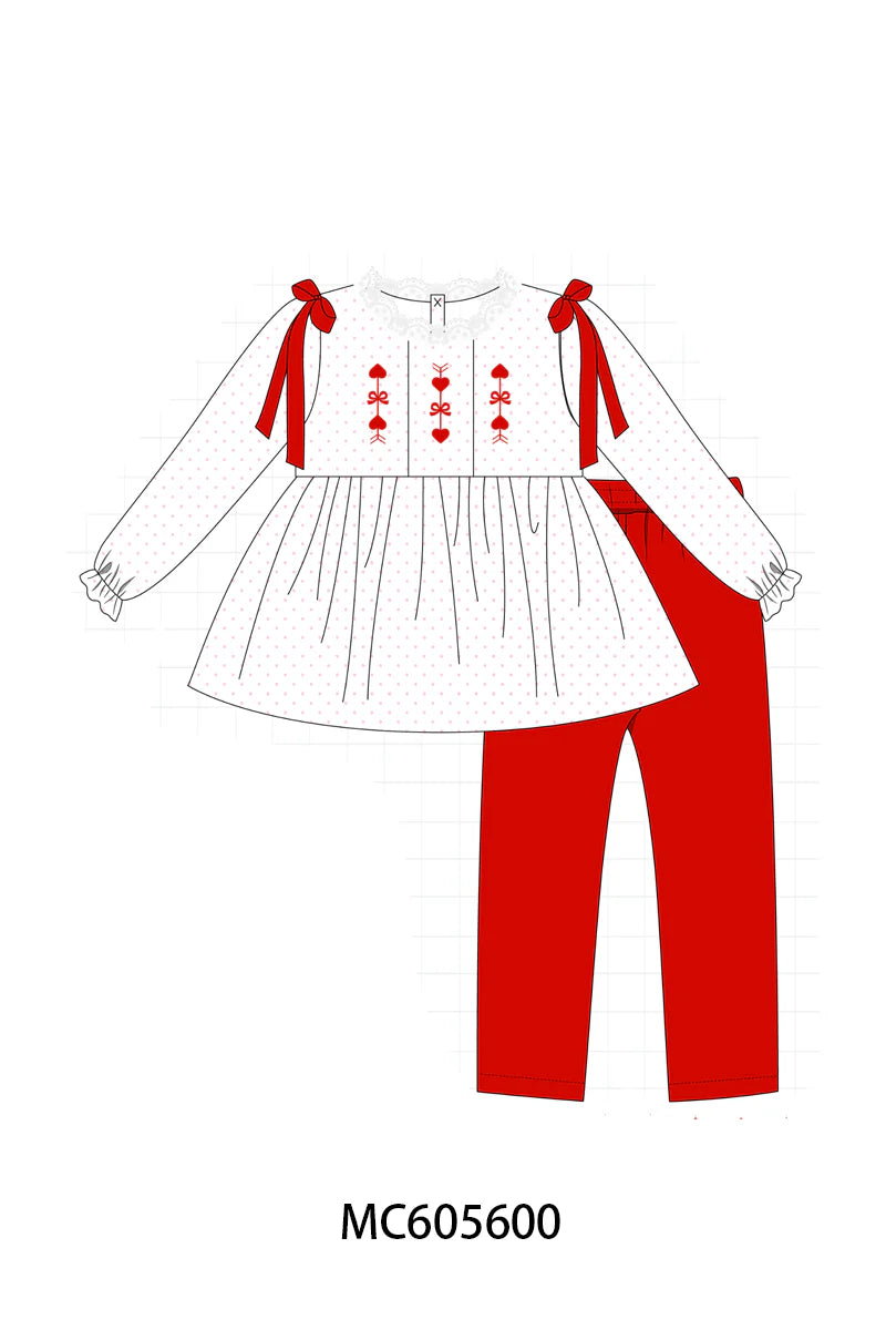 PO95 Red valentine's day heart dot collection - Girl Pant Set
