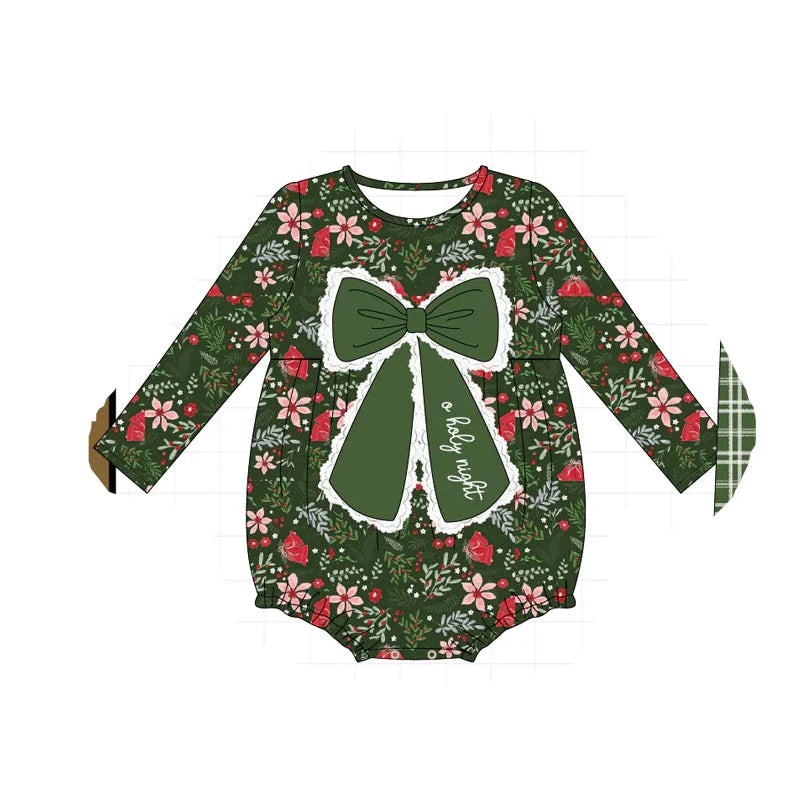 PO93 Green floral print bow collection - Bubble