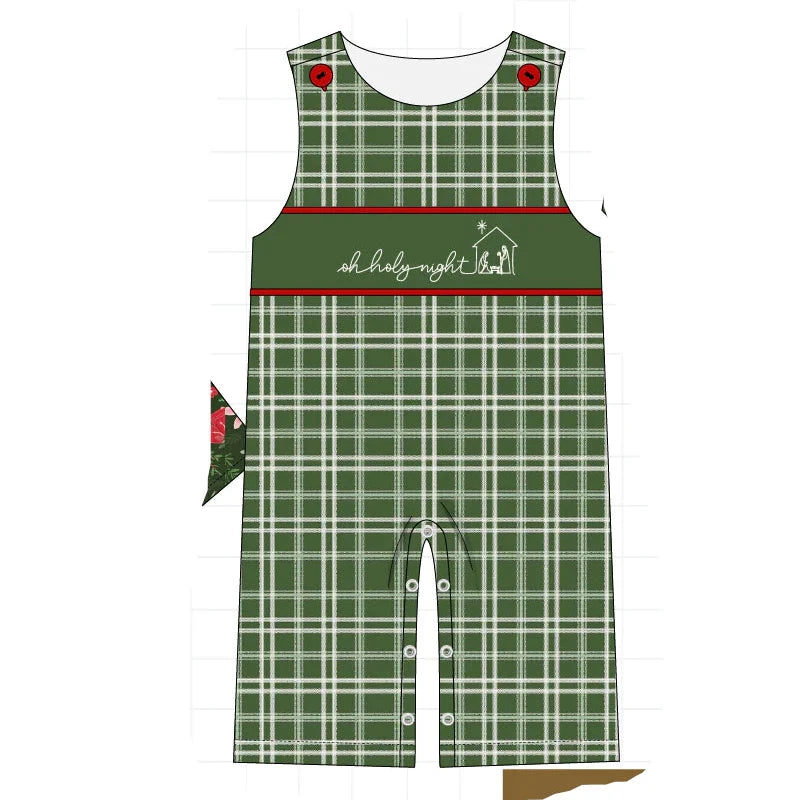 PO93 Green floral print bow collection - Boys Romper