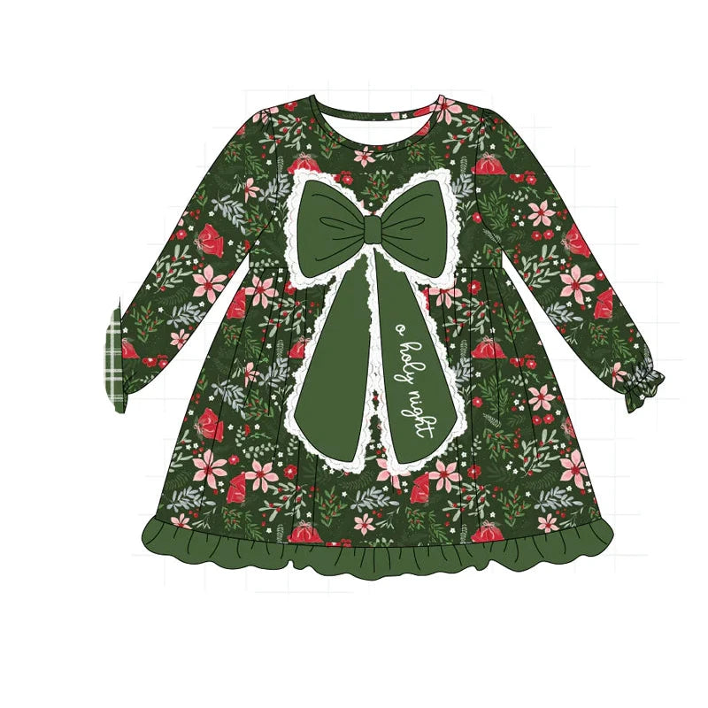 PO93 Green floral print bow collection - Dress